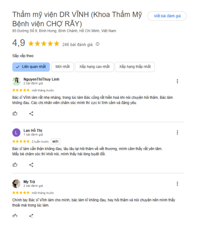 Review Phòng khám Thẩm mỹ Tiến sĩ Bác sĩ Lê Hoàng Vĩnh