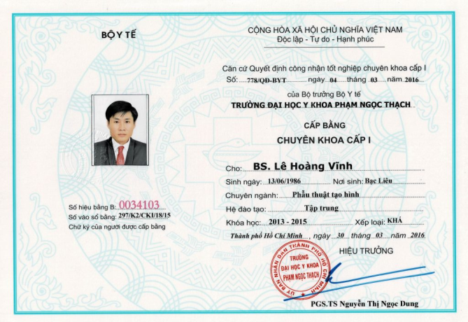 Chuyên khoa cấp I Phẫu thuật Tạo hình – Trường Đại học Y khoa Phạm Ngọc Thạch