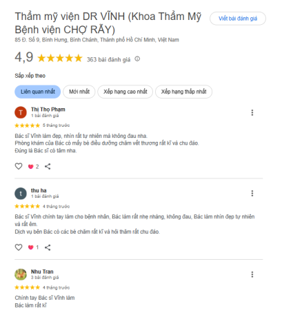 Review Phòng khám Thẩm mỹ Tiến sĩ Bác sĩ Lê Hoàng Vĩnh - Chợ Rẫy