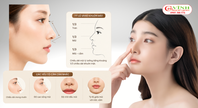 Dáng mũi nên được thiết kế dựa trên tỷ lệ khuôn mặt